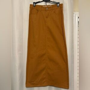 Inherit Burnt Camel Stella Womens Denim Maxi Skirt